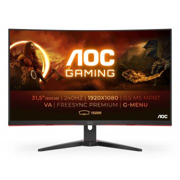 AOC Monitor LED C32G2ZE 32” Gaming Curved 240Hz (31.5“, 16:9, 1920x1080, VA, Antiglare + 3H, 240Hz, 300 cd/m², 4000:1, 1 ms,