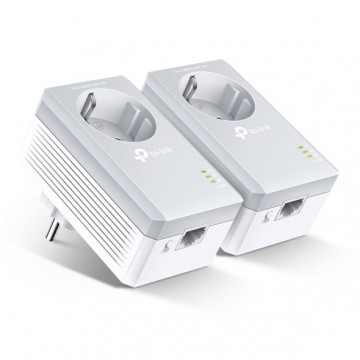 Tp-Link AV600 Powerline Adapter with AC Pass Through Starter Kit, 600Mbps Powerline Data rate, 1 Fast Ethernet port, HomePlug