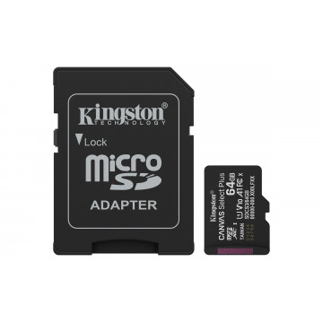 Kingston 64GB microSDXC Canvas Select Plus Gen3 memorijska kartica 100MB/s A1 sa adapterom